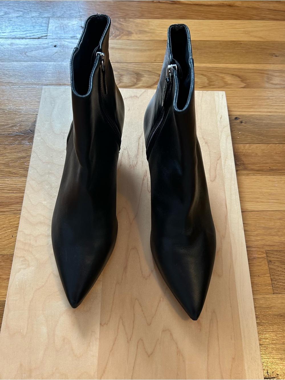 SCHUTZ Italian Black Pointed Toe Ankle Booties with Side Zipper